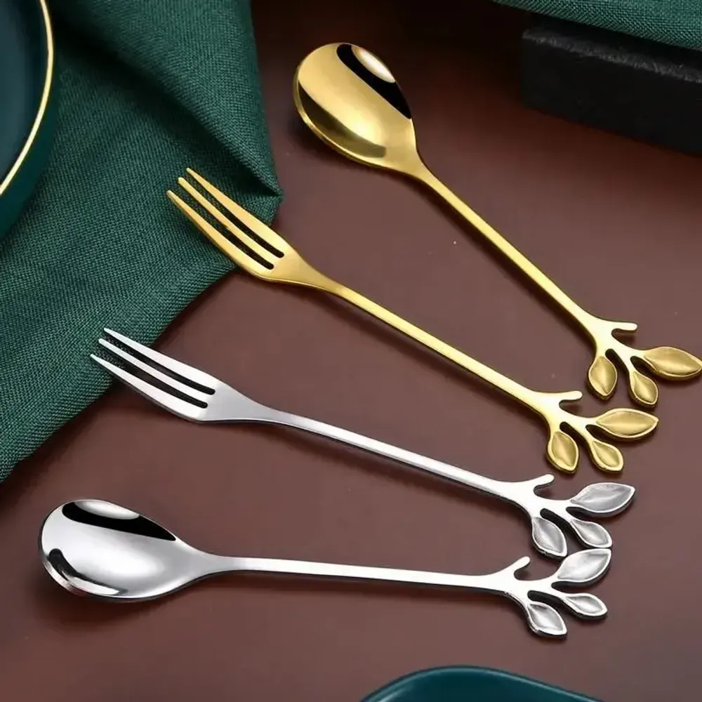 Ménagères - Fourchette - Feuille - Pour apéritifs, tapas ou desserts - 4 couleurs - SOSTRAW & SMARTTHINGS