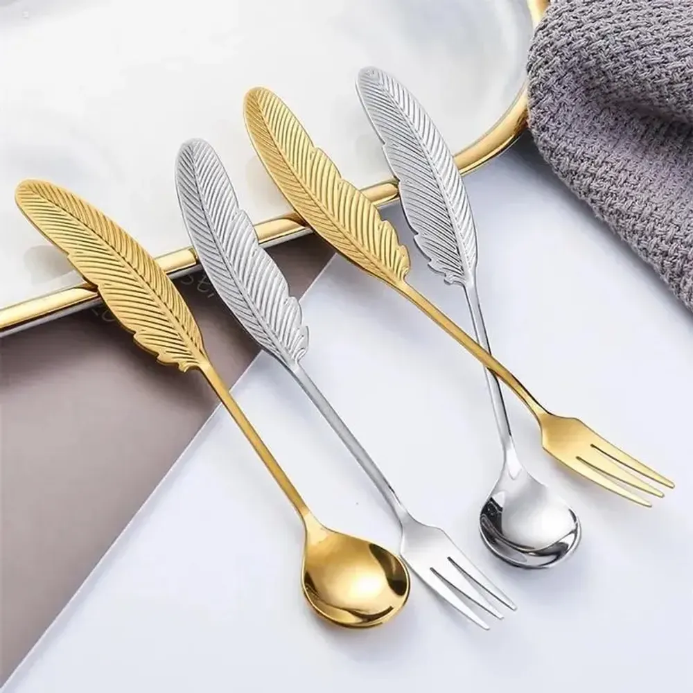 Ménagères - Fourchette Plume - Pour apéritifs, tapas ou desserts - 4 couleurs - SOSTRAW & SMARTTHINGS