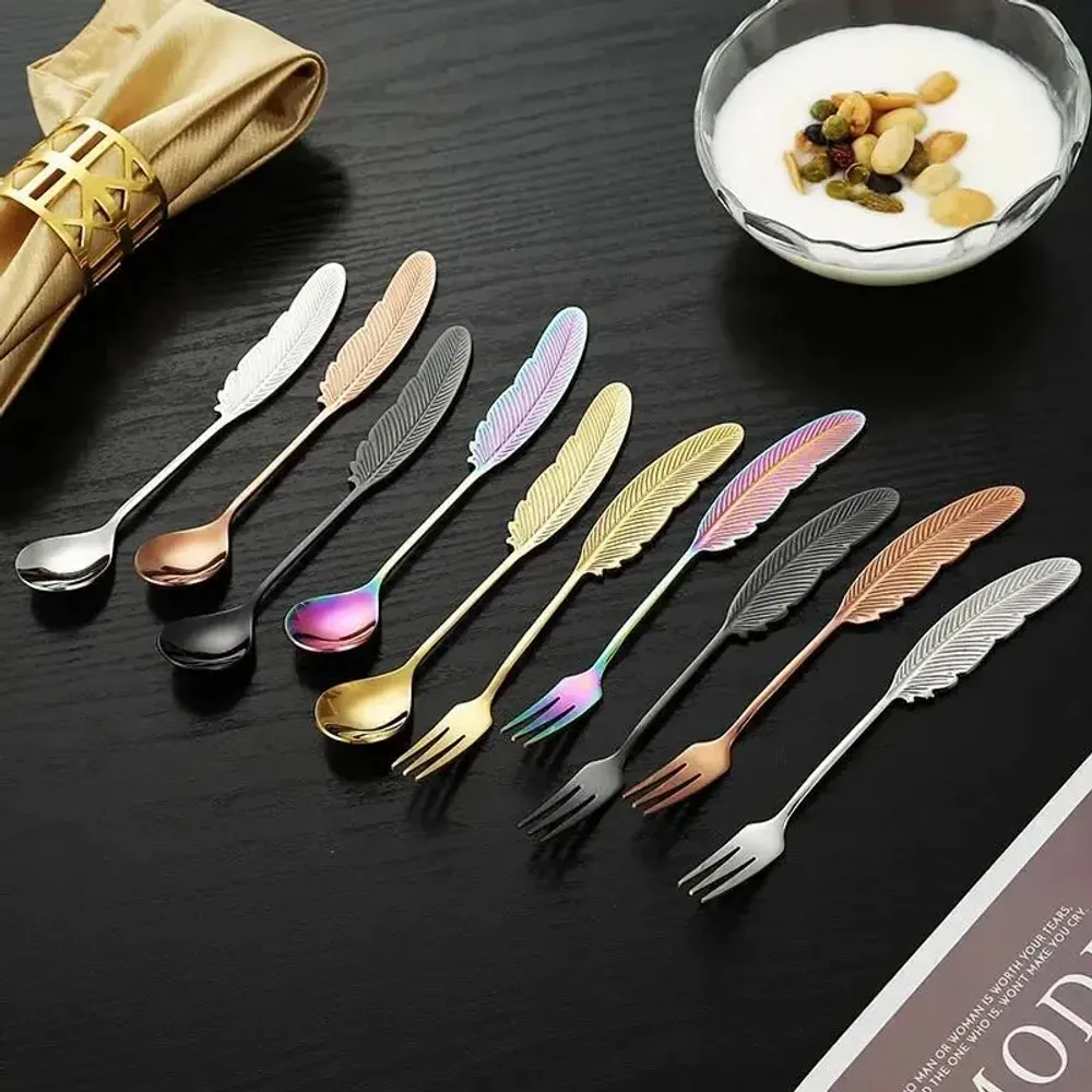 Ménagères - Fourchette Plume - Pour apéritifs, tapas ou desserts - 4 couleurs - SOSTRAW & SMARTTHINGS