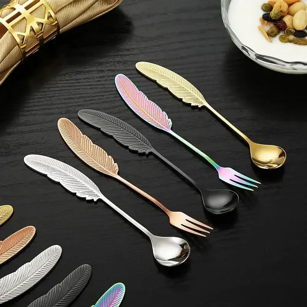 Ménagères - Fourchette Plume - Pour apéritifs, tapas ou desserts - 4 couleurs - SOSTRAW & SMARTTHINGS