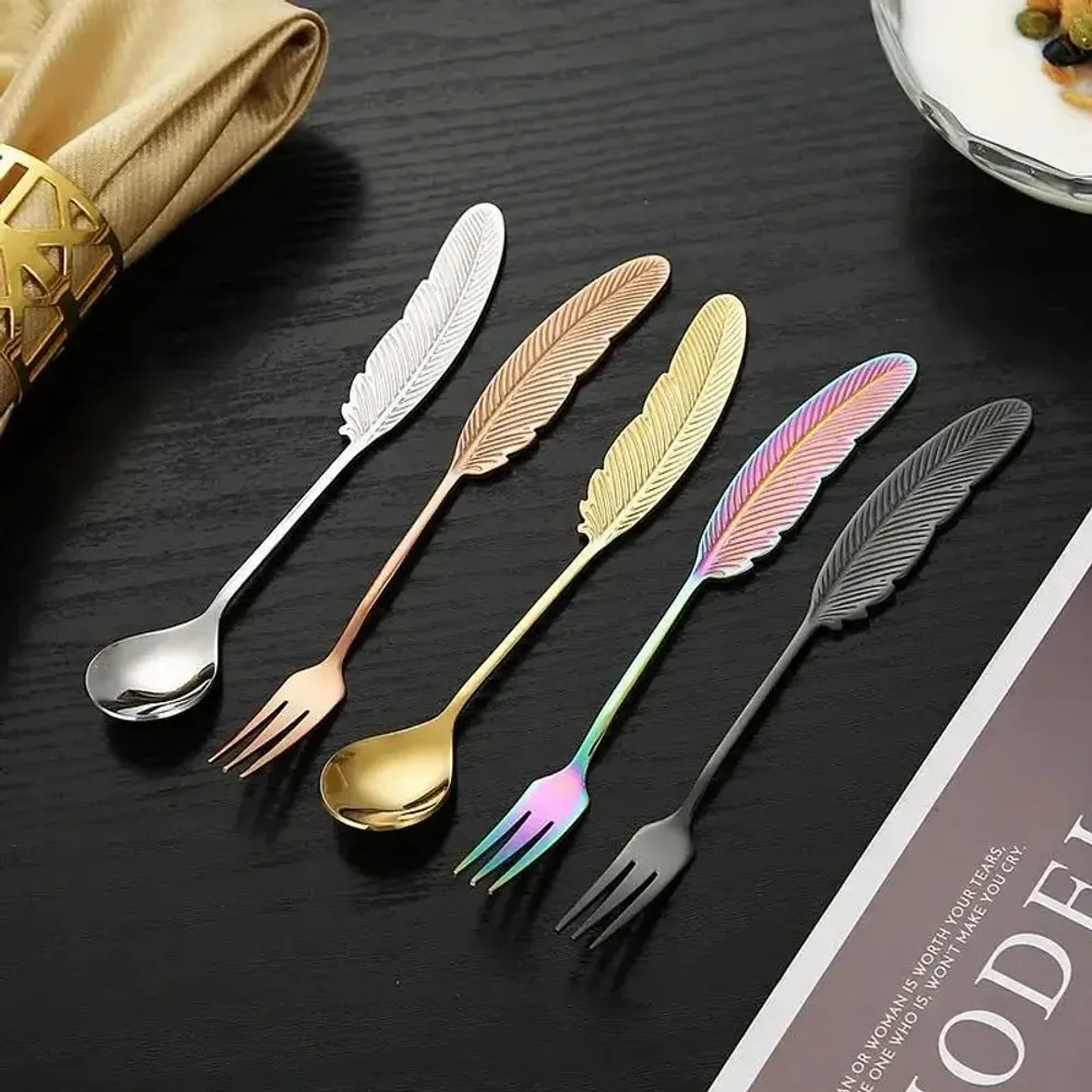 Ménagères - Fourchette Plume - Pour apéritifs, tapas ou desserts - 4 couleurs - SOSTRAW & SMARTTHINGS