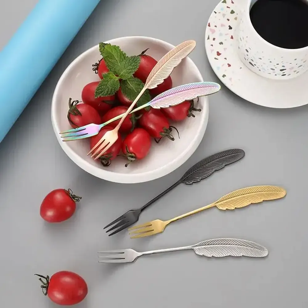 Ménagères - Fourchette Plume - Pour apéritifs, tapas ou desserts - 4 couleurs - SOSTRAW & SMARTTHINGS
