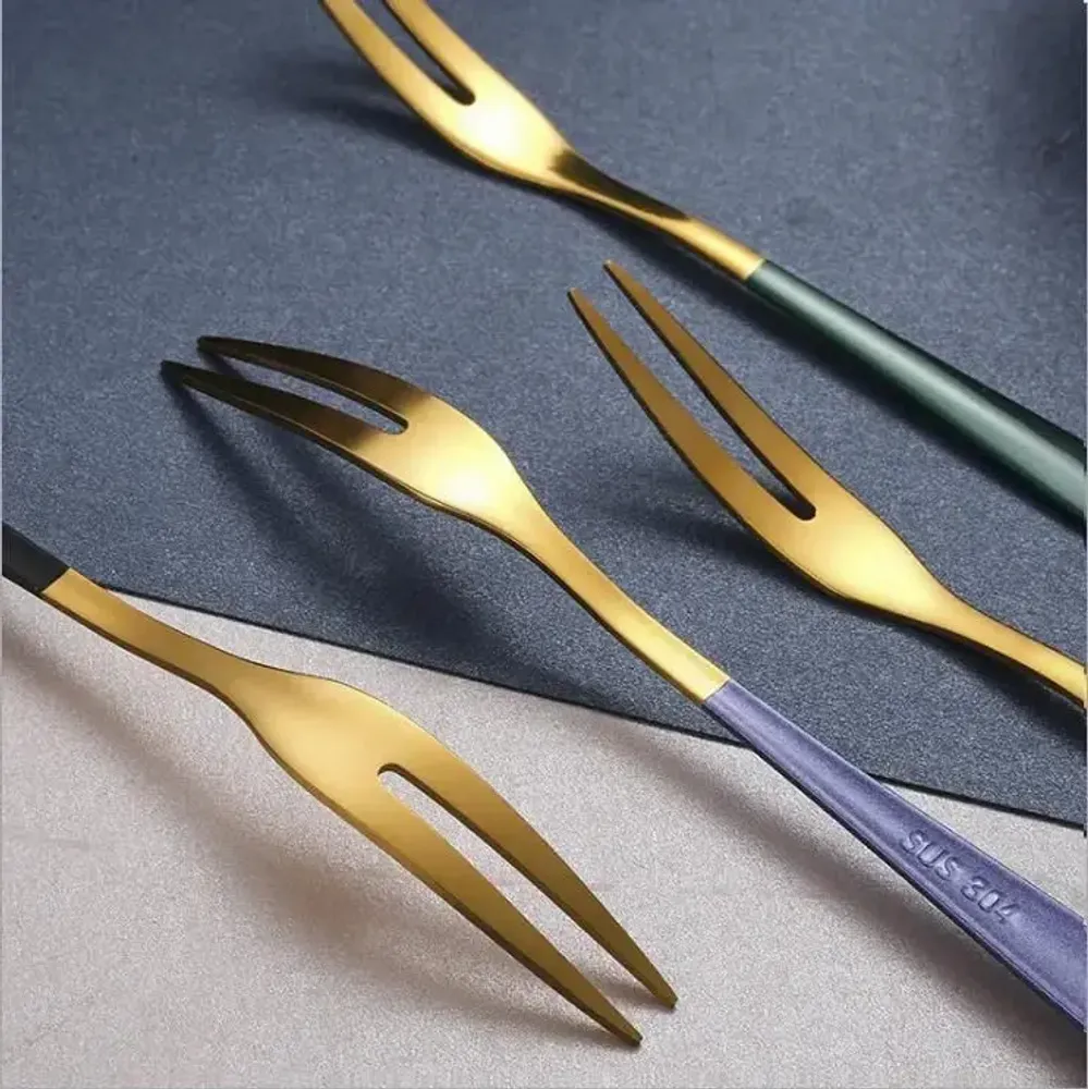 Flatware - Two-tone golden fork - Appetizers, tapas or desserts - 5 colors - SOSTRAW & SMARTTHINGS