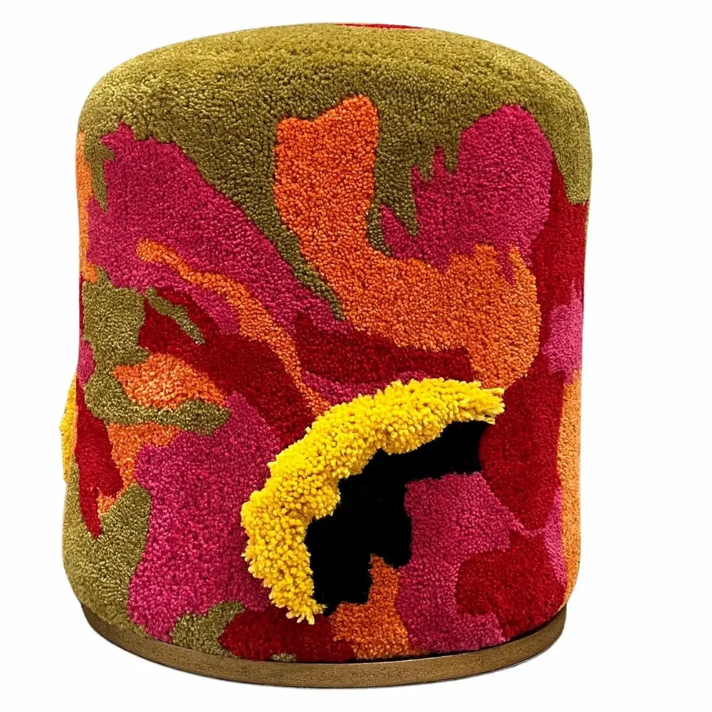 Unique pieces - Pouf Stool End of sofa, wool, PEONY FIGHT. - ATELIER SAGRADO