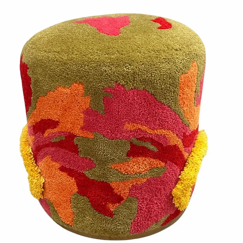 Unique pieces - Pouf Stool End of sofa, wool, PEONY FIGHT. - ATELIER SAGRADO