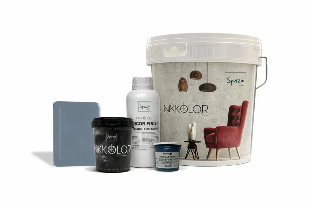 Paints and varnishes - Complete Microcement Kit for 8 m² of Walls and Floors – Blue Espirit - NIKKOLOR ITALIA