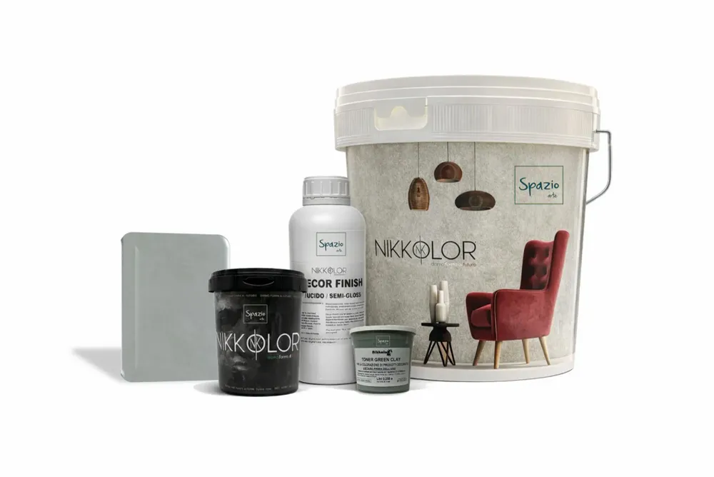 Floor paints and varnishes - Complete Microcement Kit for 8 m² of Walls and Floors – Green Clay - NIKKOLOR ITALIA