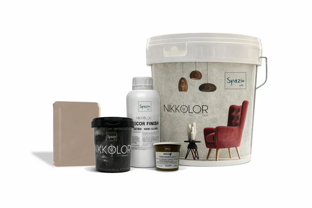 Paints and varnishes - Complete Microcement Kit for 8 m² of Walls and Floors – Brown Earth - NIKKOLOR ITALIA