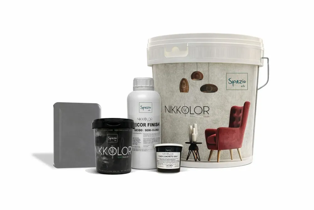Paints and varnishes - Complete Microcement Kit for 8 m² of Walls and Floors – Concrete Grey - NIKKOLOR ITALIA