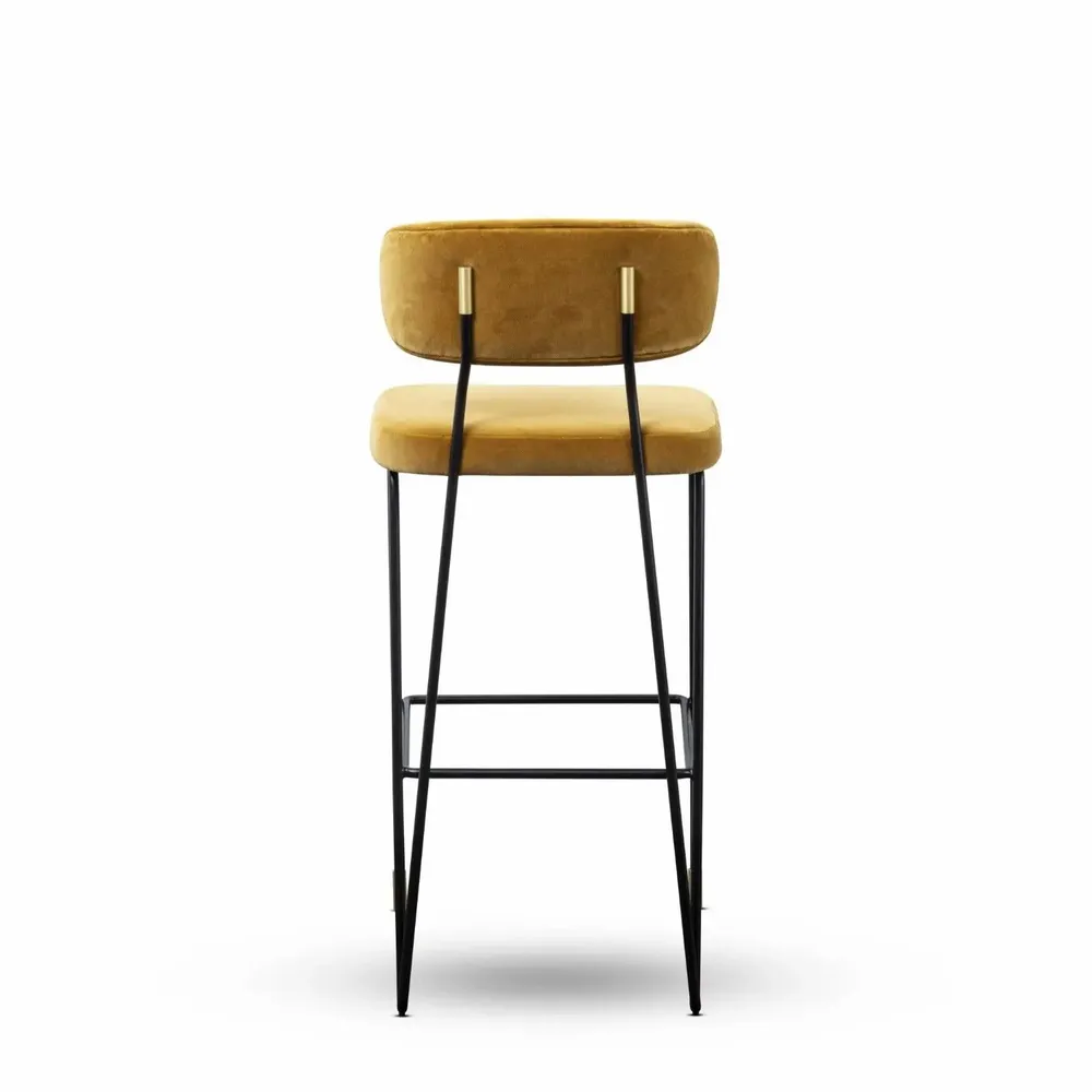 Tabourets pour collectivités - Tabouret de Bar Apollo Structure en Fer Laqué Noir avec Détails en Laiton Brossé - DUISTT