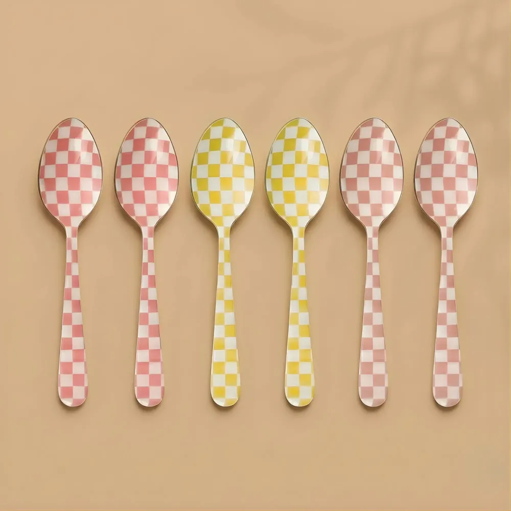 Couverts de service - Enamel Spoon Set – (Set of 4) , 5.4 x 1 Inches - CASA AMAROSA