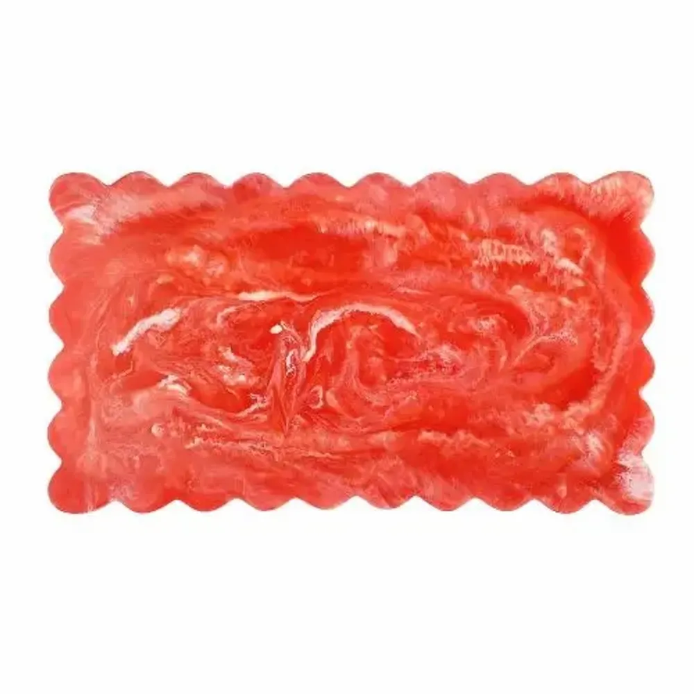 Everyday plates - Scallop Rectangular Resin Cheese Board – 14 Inches - CASA AMAROSA