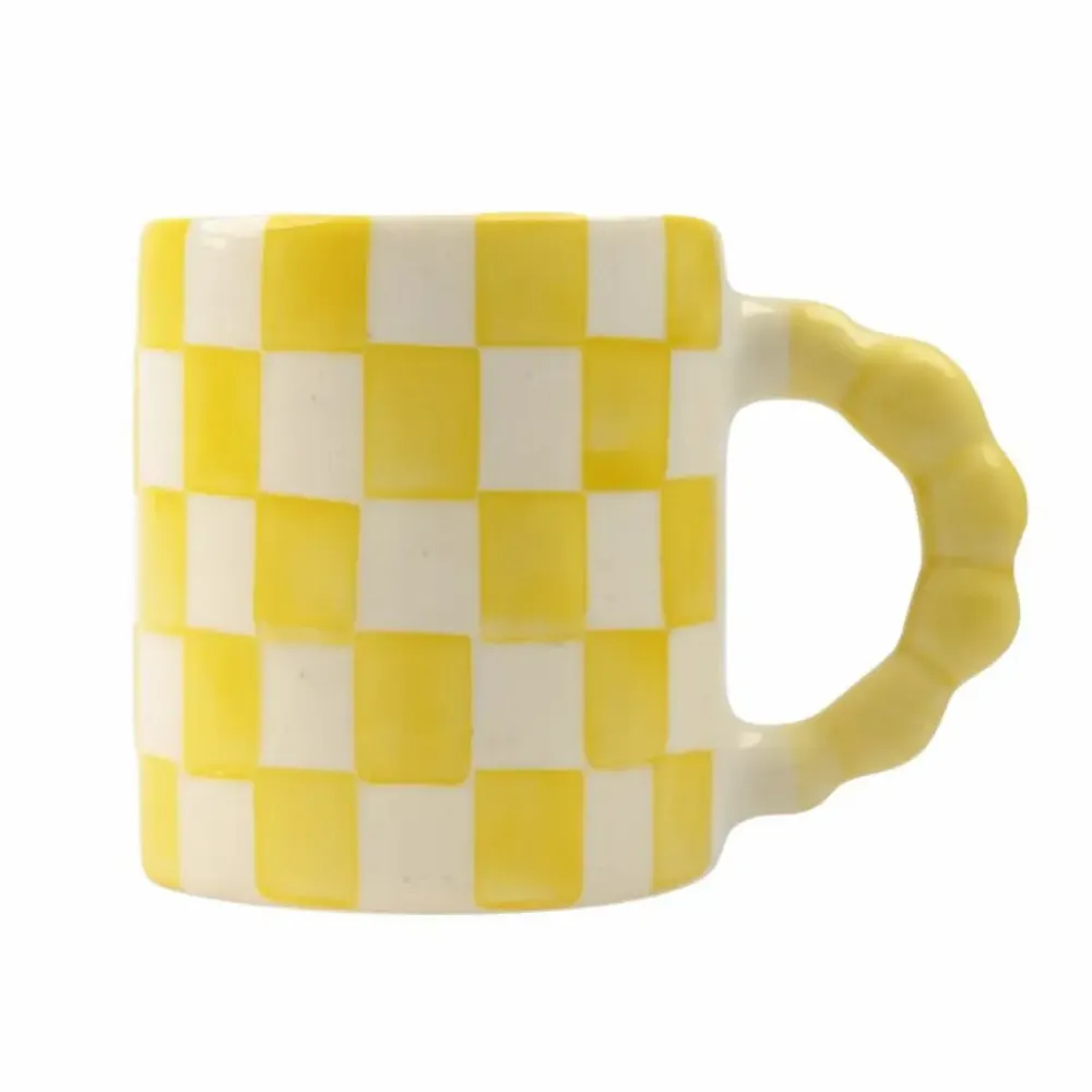 Mugs - Checkered Ceramic Mugs -- 3x3x3.5 Inches - CASA AMAROSA