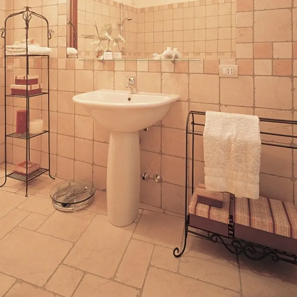 Systèmes de terrasse - Opus Romain Botticino Vieilli - French Pattern Mod. 15 cm - SENINI STONE  -NATURAL STONE MADE IN ITALY-