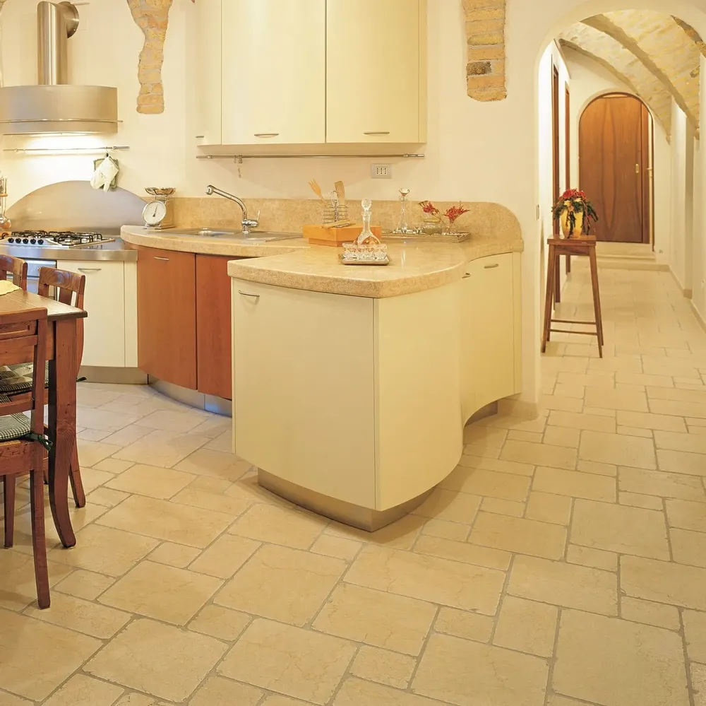 Systèmes de terrasse - Opus Romain Botticino Vieilli - French Pattern Mod. 15 cm - SENINI STONE  -NATURAL STONE MADE IN ITALY-