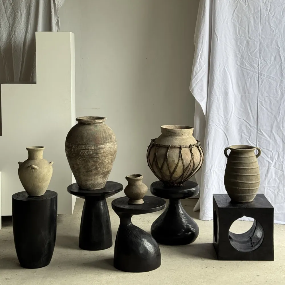 Coffee tables - Side table in solid black mango wood (monoxyl) with conical base - OFFICE OBJETS