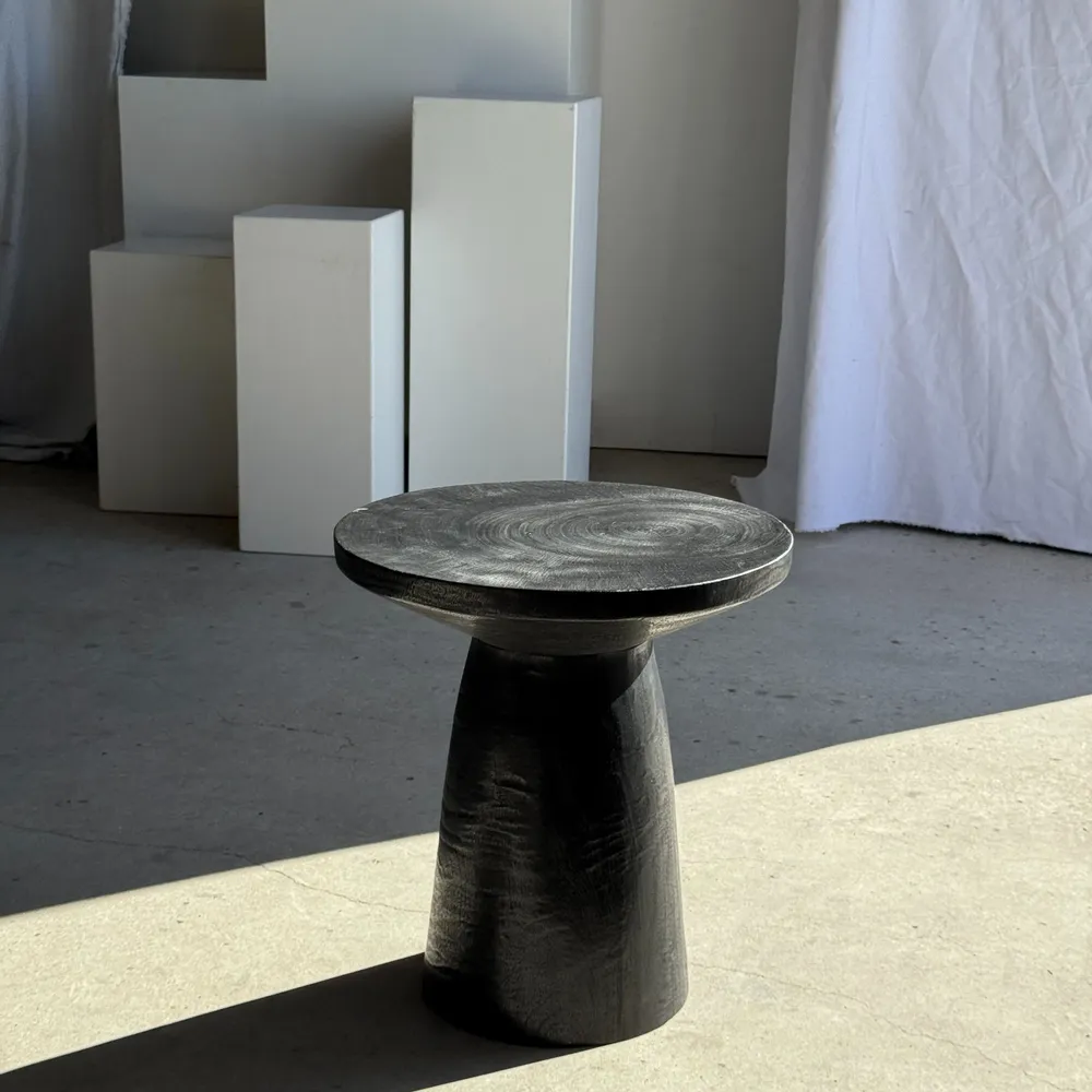 Coffee tables - Side table in solid black mango wood (monoxyl) with conical base - OFFICE OBJETS