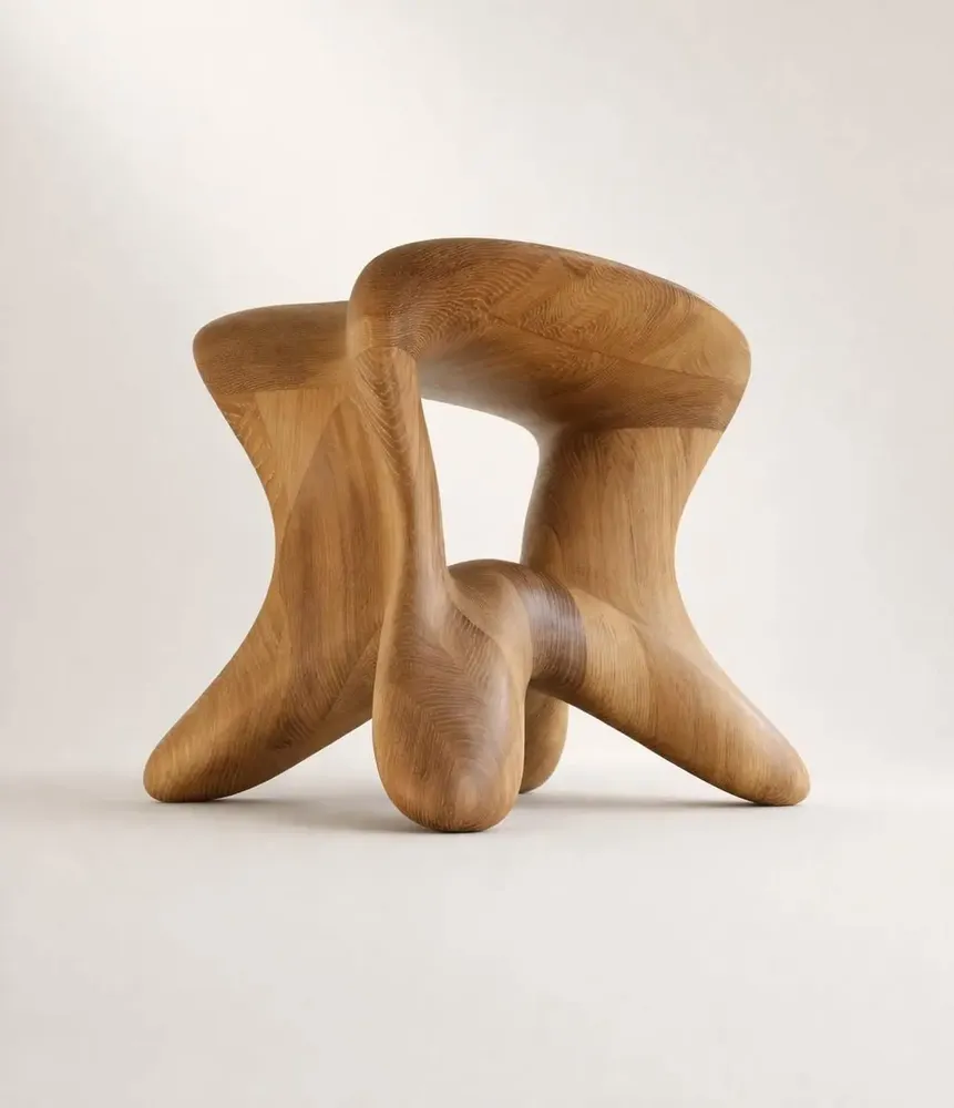 Stools - Aura | Sculpted Exclusive Stool | European Oak Wood - NEXART