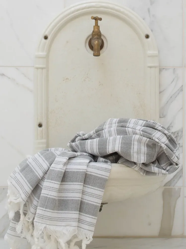 Piscines - fouta - pareo gris foncé - OTTOMANIA