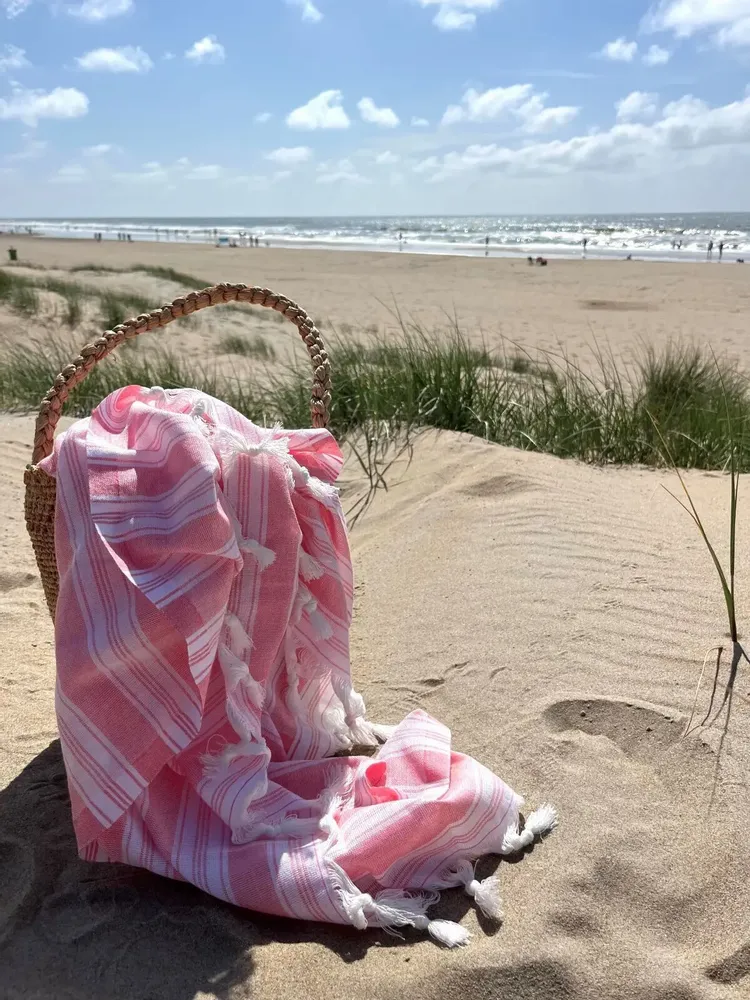 Piscines - fouta - pareo rose bonbon - OTTOMANIA