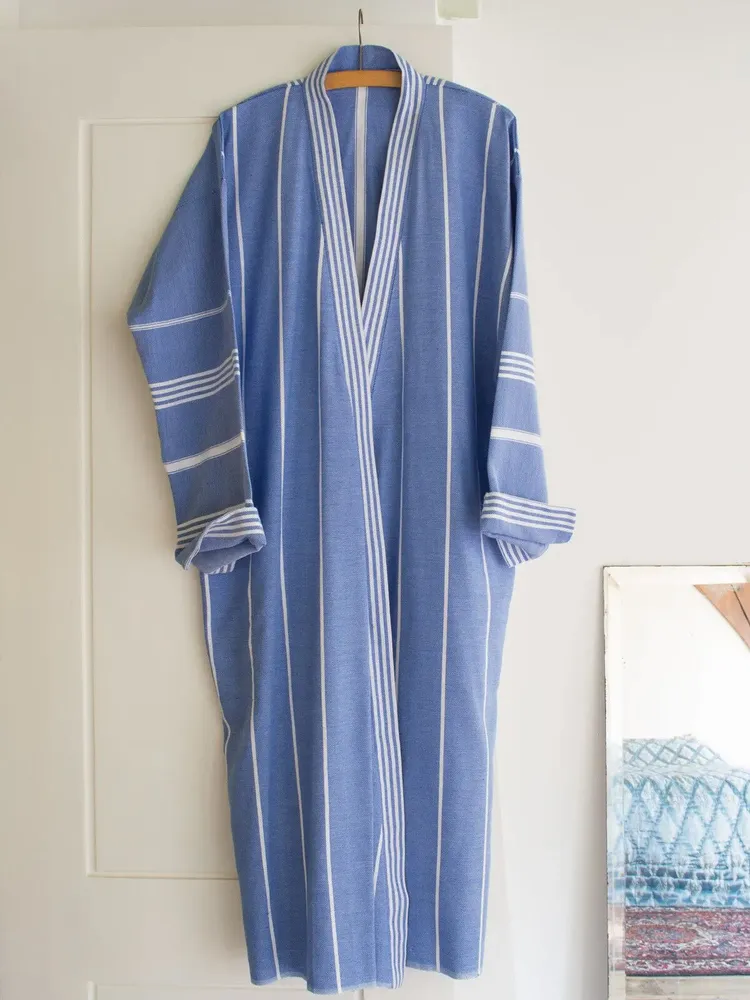 Loungewear - hammam bathrobe size L, greek blue - OTTOMANIA