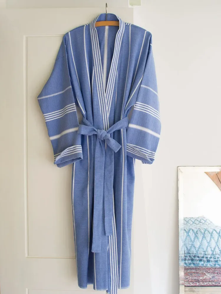 Loungewear - hammam bathrobe size L, greek blue - OTTOMANIA