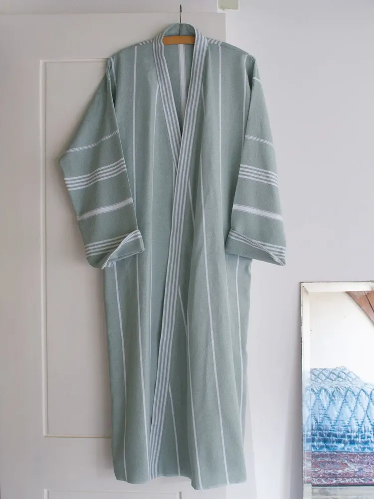 Loungewear - hammam bathrobe size L, grey-green - OTTOMANIA