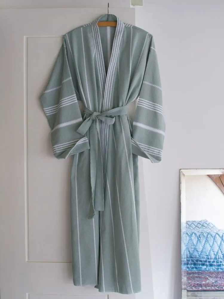 Loungewear - hammam bathrobe size L, grey-green - OTTOMANIA