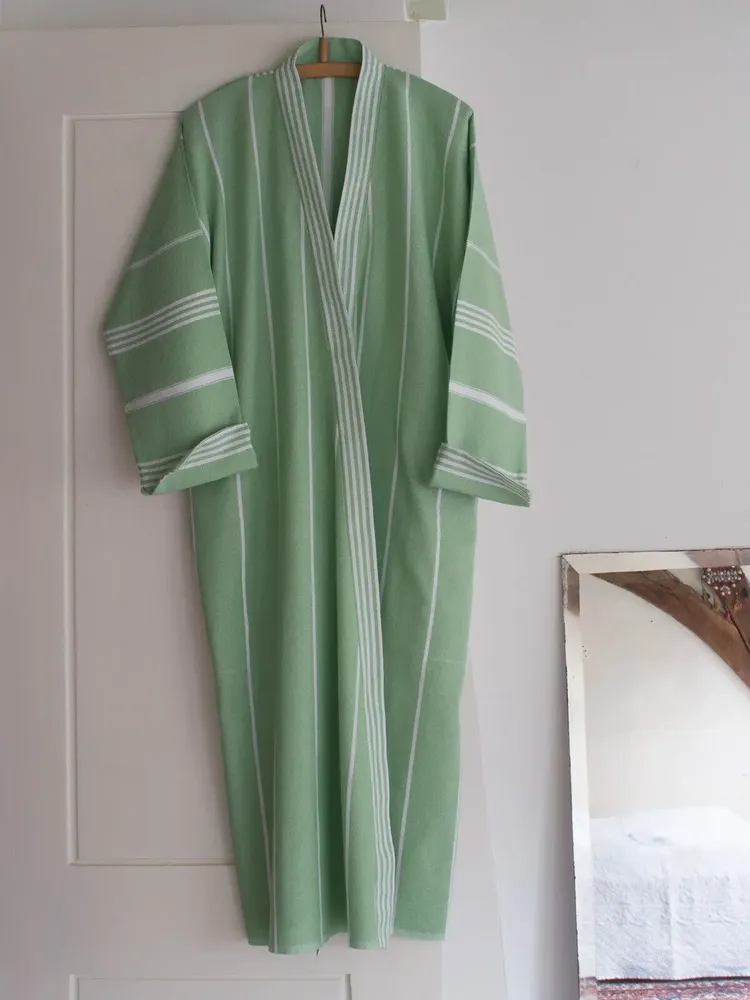 Homewear bien-être - peignoir de bain fouta taille L, vert pistache - OTTOMANIA