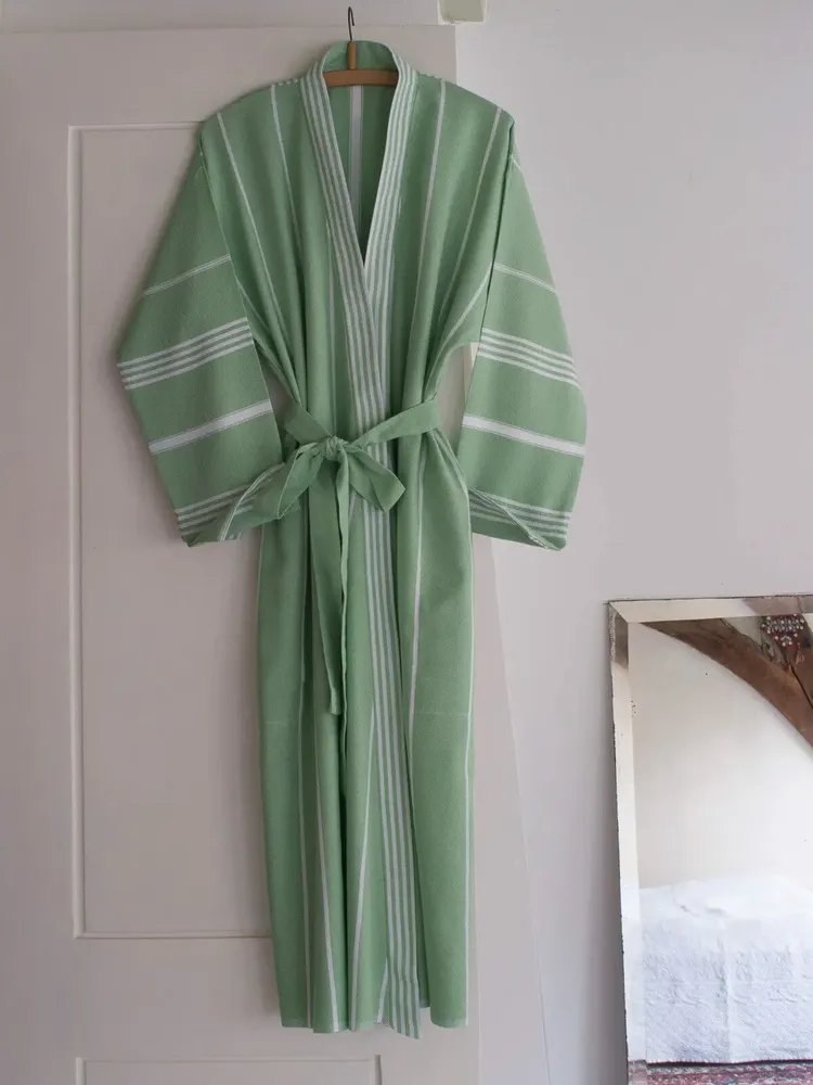 Homewear bien-être - peignoir de bain fouta taille L, vert pistache - OTTOMANIA