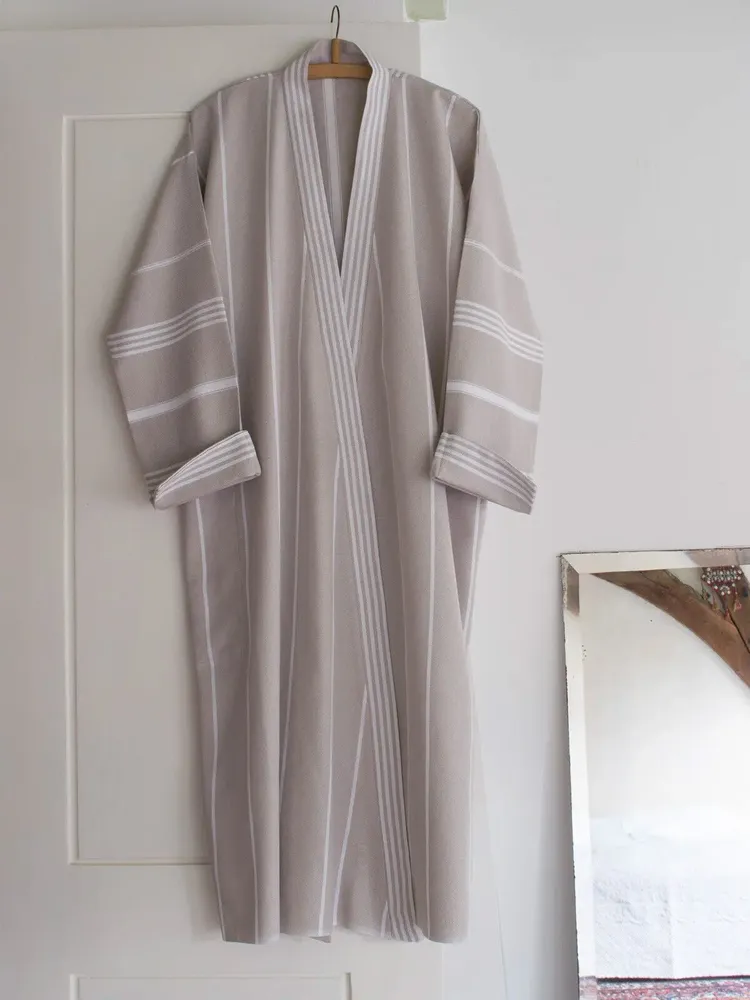 Loungewear - hammam bathrobe size L, grey-beige - OTTOMANIA