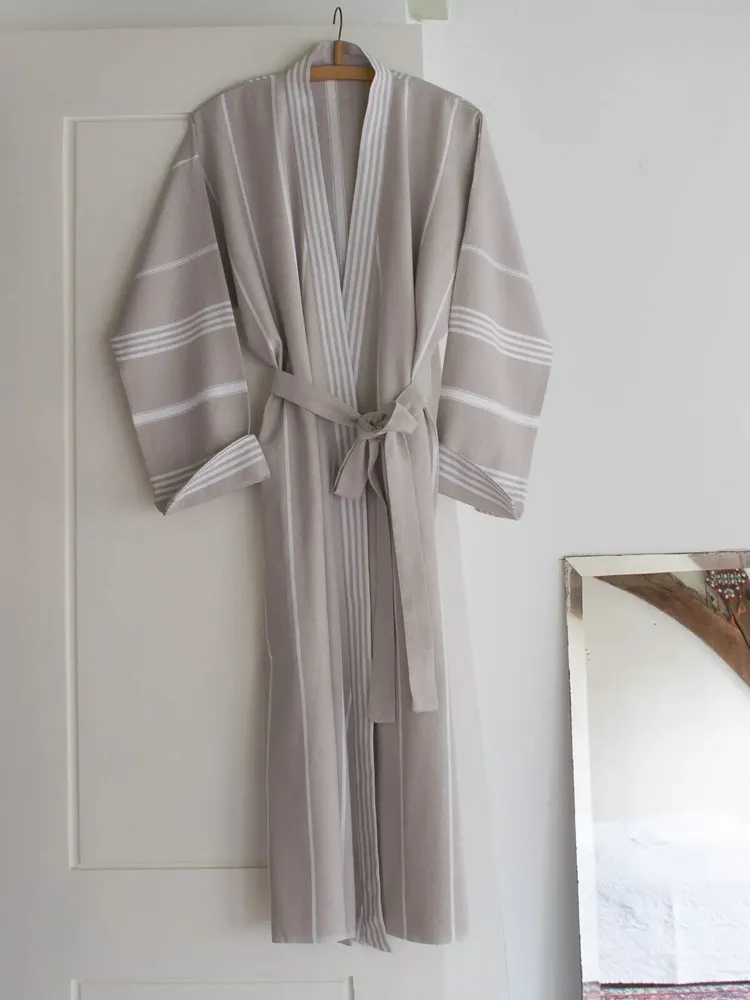 Loungewear - hammam bathrobe size L, grey-beige - OTTOMANIA
