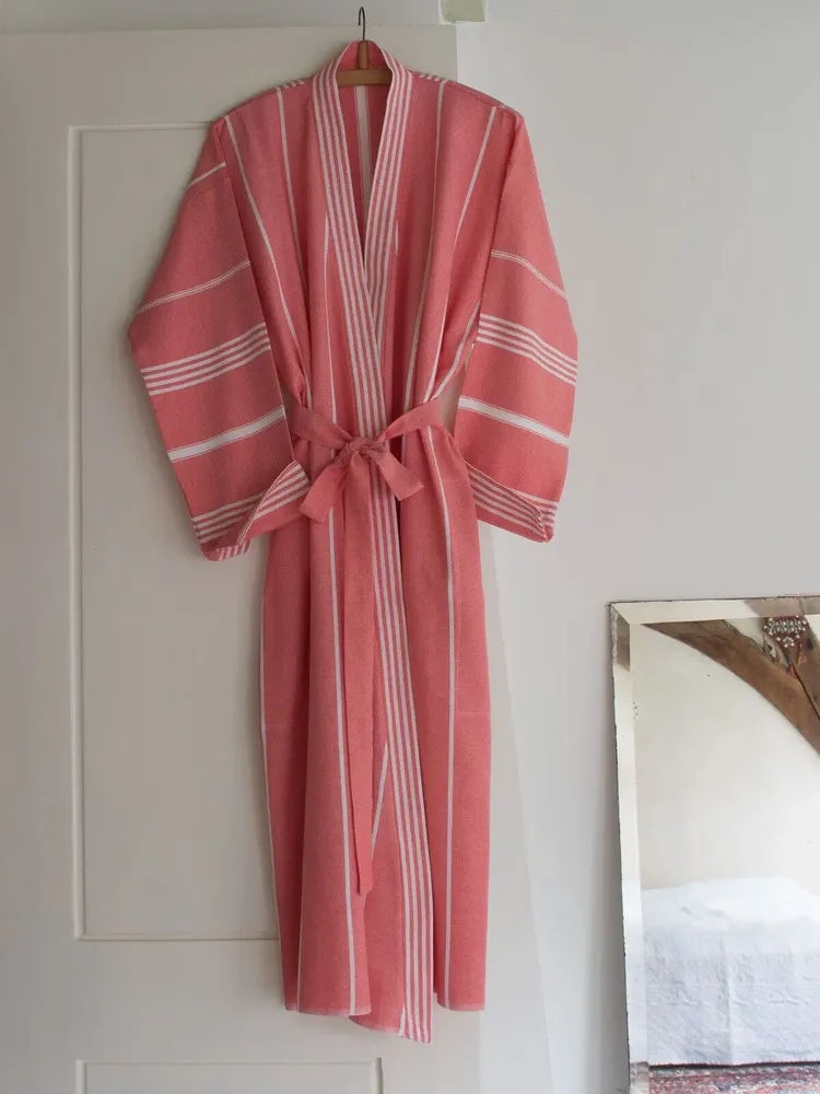 Loungewear - hammam bathrobe size L, coral red - OTTOMANIA