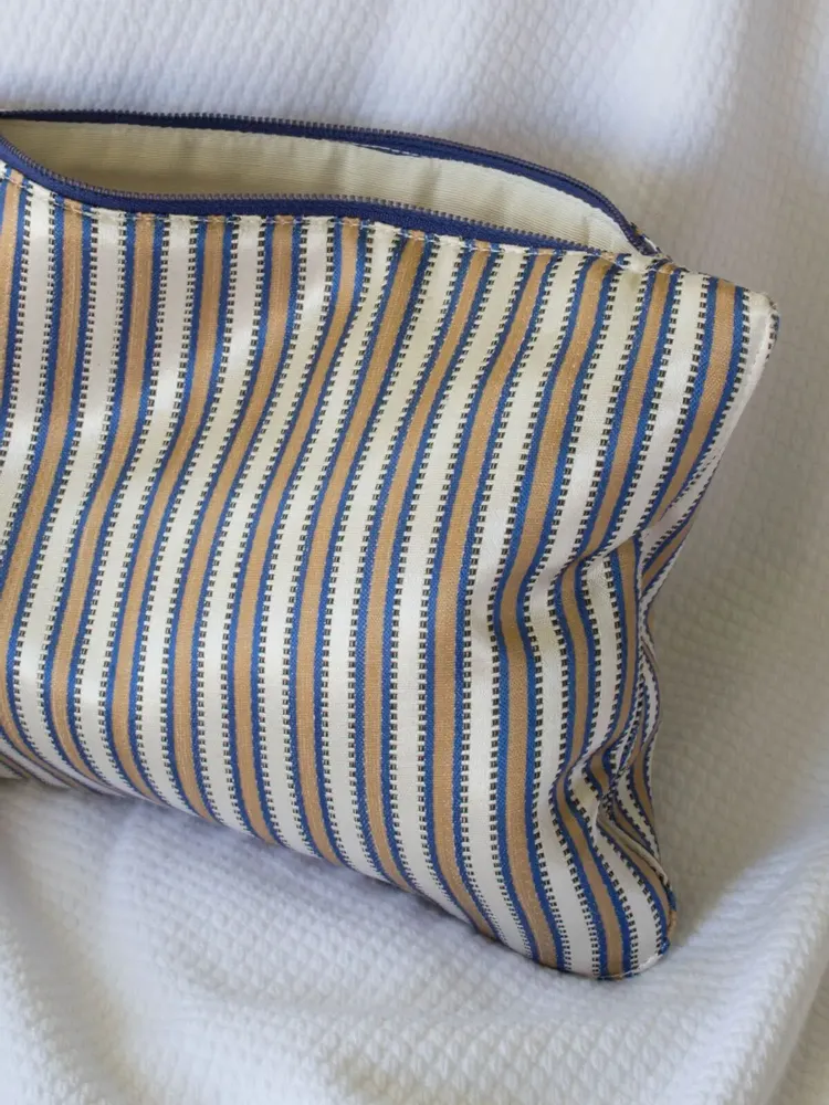 Serviettes de bain - trousse de toilette, rayé blue beige doré - OTTOMANIA