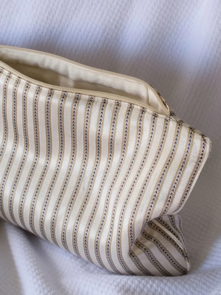 Bath towels - toiletry bag, golden beige striped - OTTOMANIA