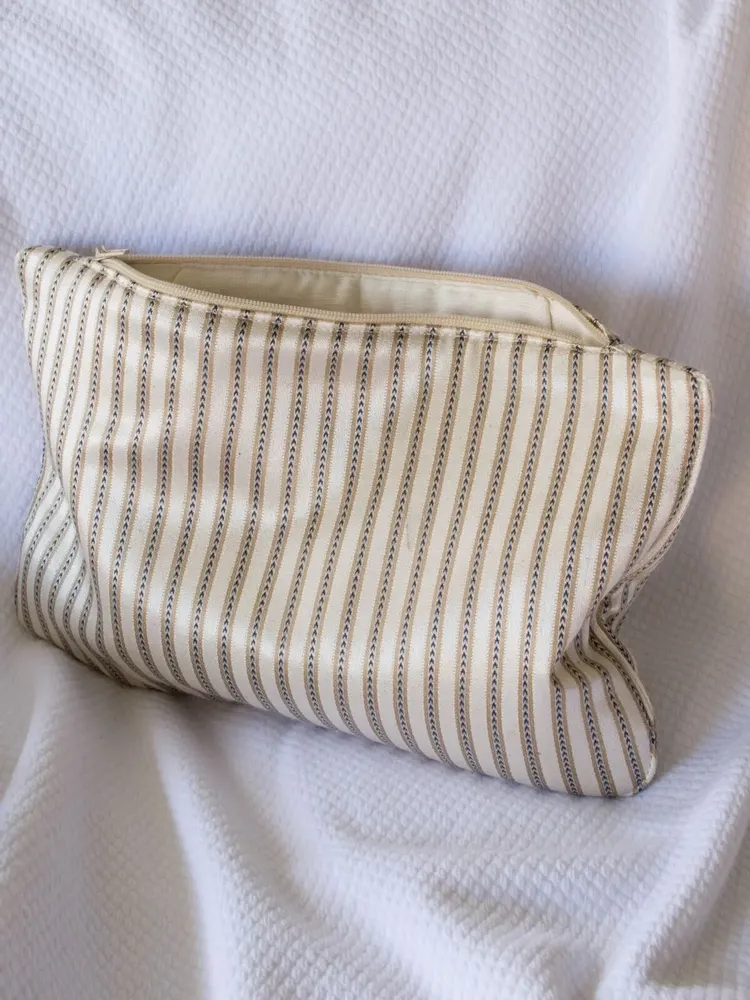 Bath towels - toiletry bag, golden beige striped - OTTOMANIA
