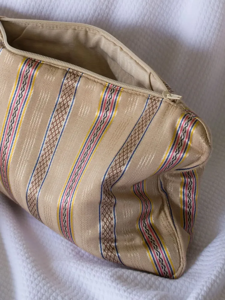 Bath towels - toiletry bag, beige with pink stripes - OTTOMANIA