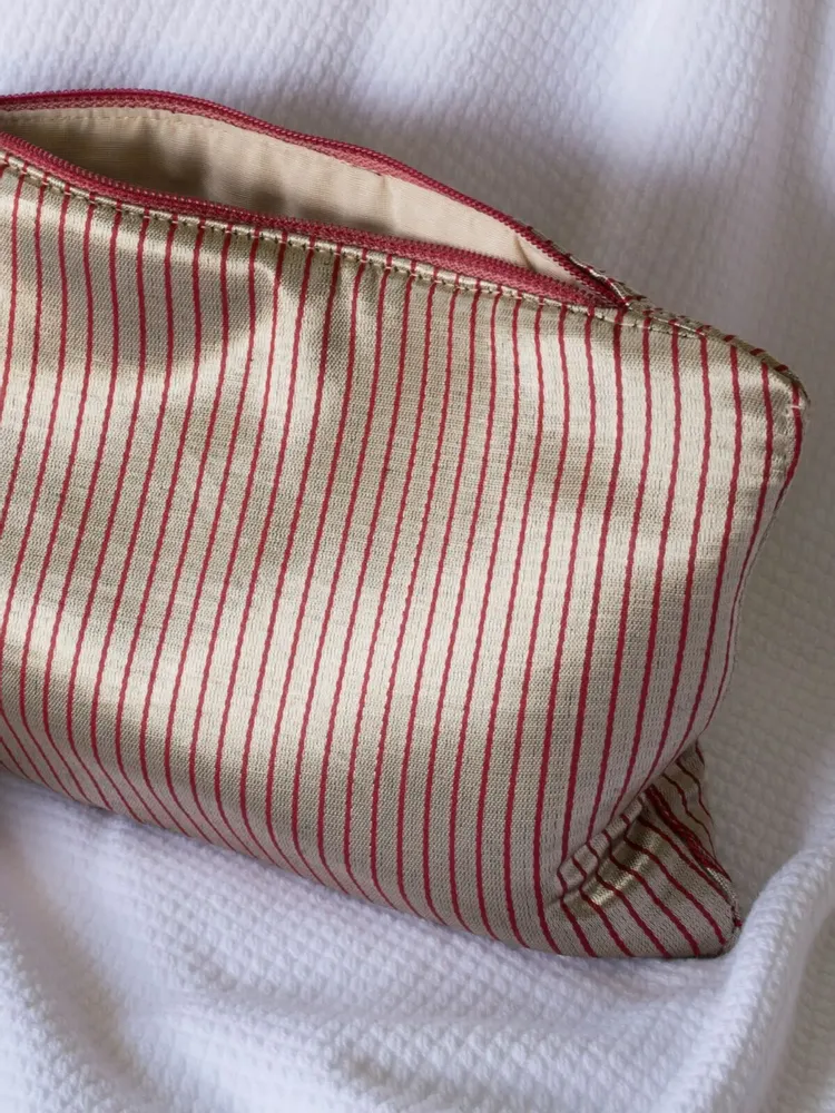 Bath towels - toiletry bag, gold red striped - OTTOMANIA