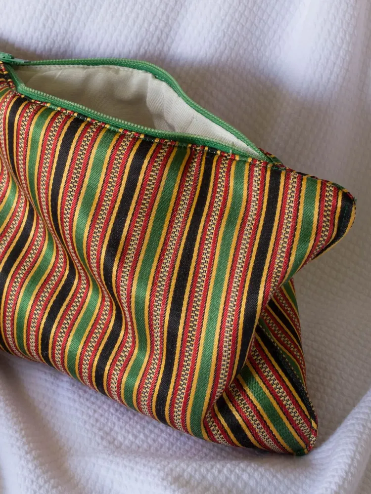 Bath towels - toiletry bag, green, black, yellow and red stripes - OTTOMANIA