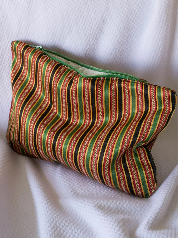 Bath towels - toiletry bag, green, black, yellow and red stripes - OTTOMANIA