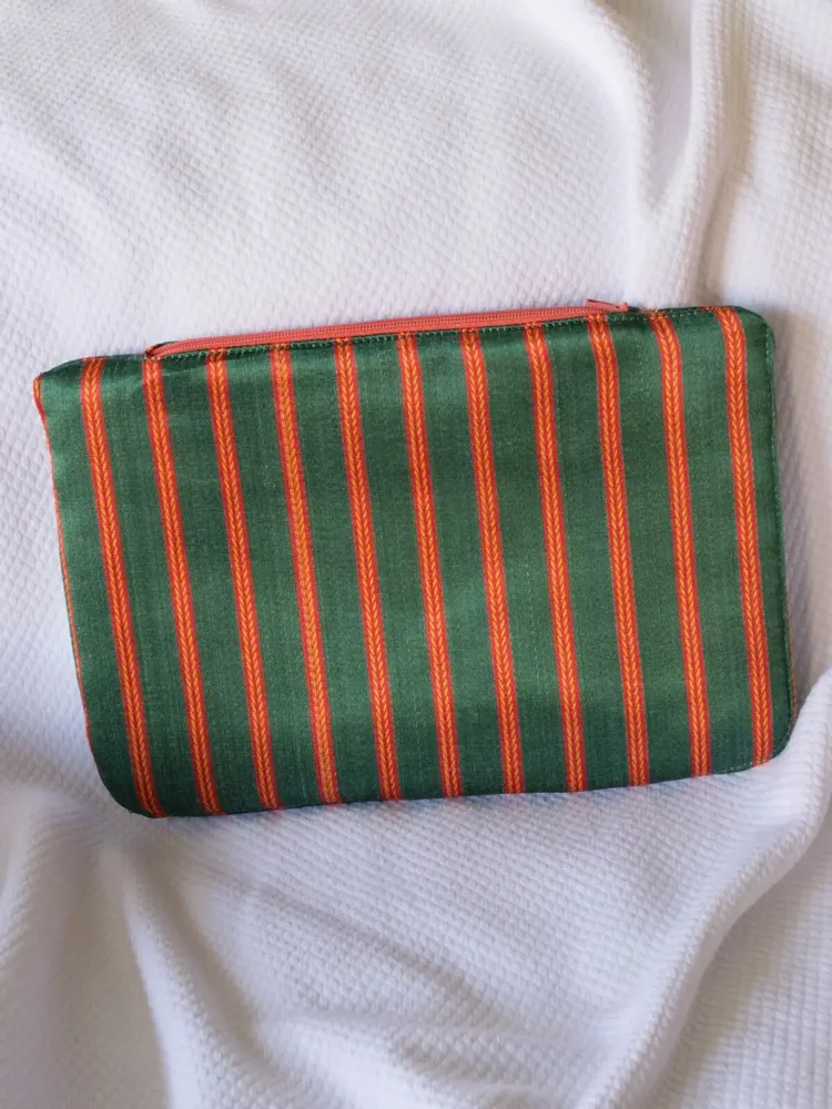 Bath towels - toiletry bag, green with red stripes - OTTOMANIA