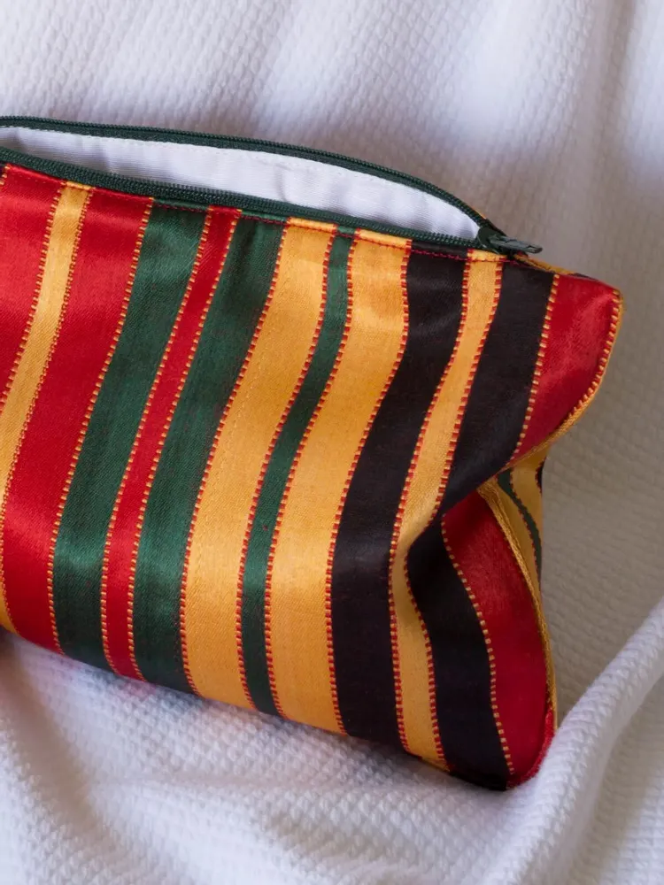 Bath towels - toiletry bag, red, brown, yellow and green striped - OTTOMANIA
