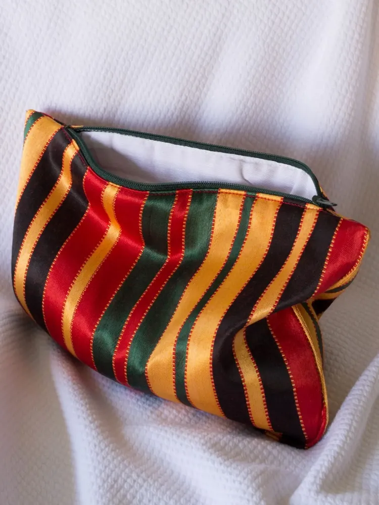 Bath towels - toiletry bag, red, brown, yellow and green striped - OTTOMANIA