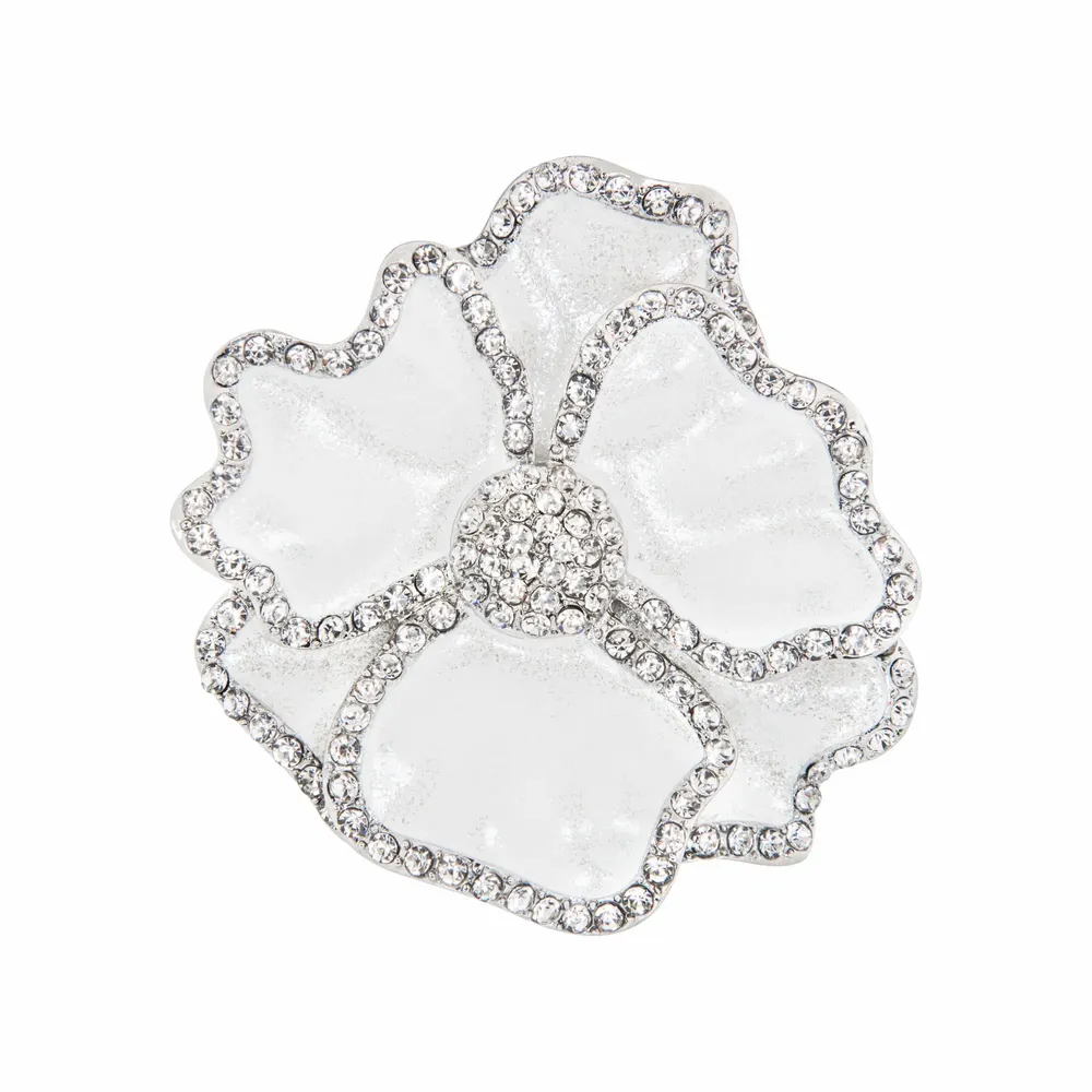 Assiettes au quotidien - Anneaux de serviette 3D en forme de fleur blancs, lot de 4 - TIME FOR TEA