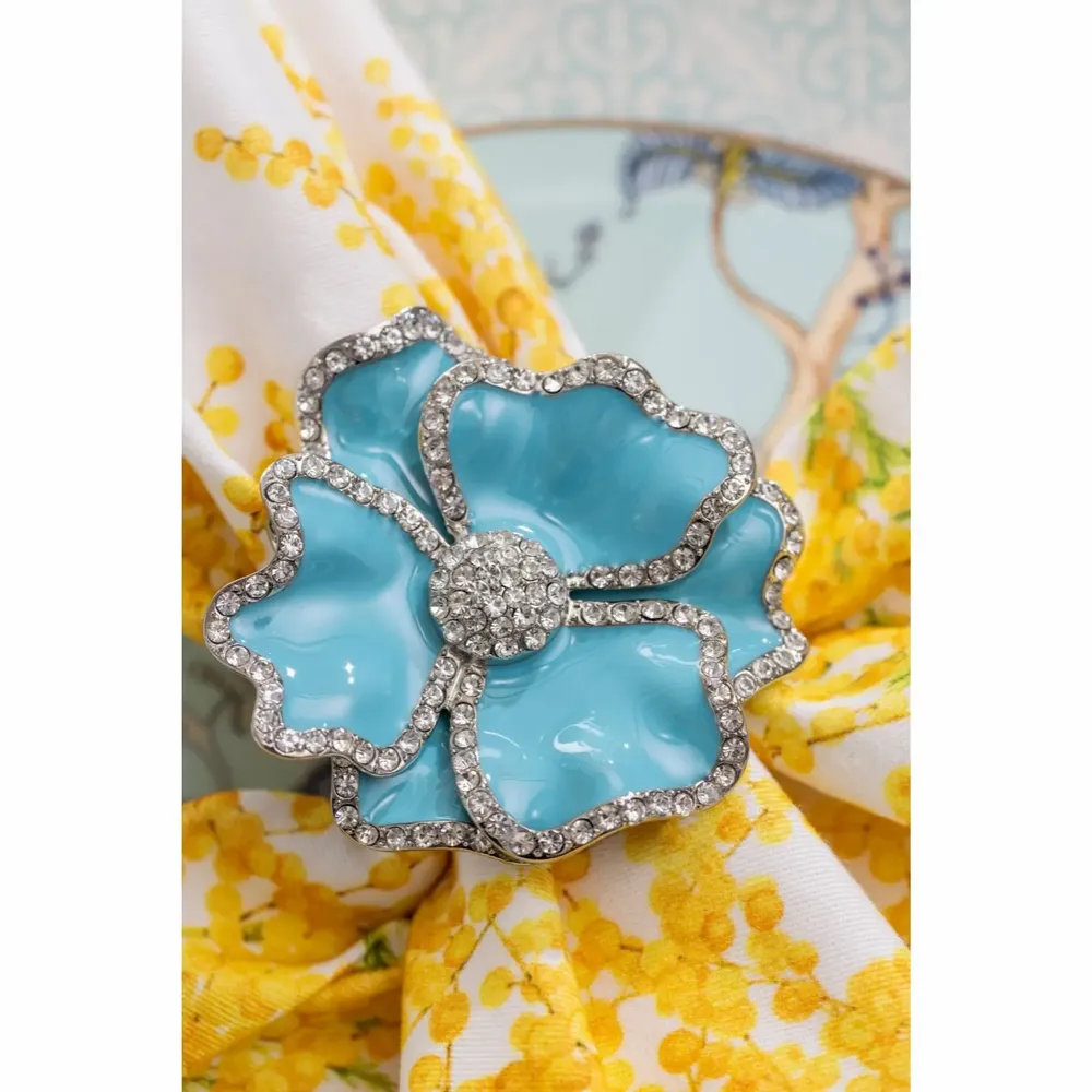 Assiettes au quotidien - Anneaux de serviette 3D en forme de fleur blancs, lot de 4 - TIME FOR TEA