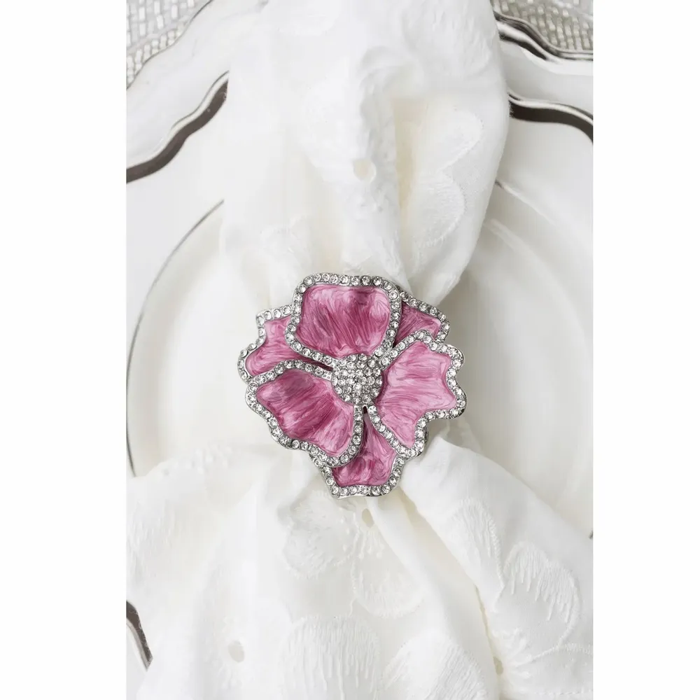 Assiettes au quotidien - Anneaux de serviette 3D en forme de fleur blancs, lot de 4 - TIME FOR TEA