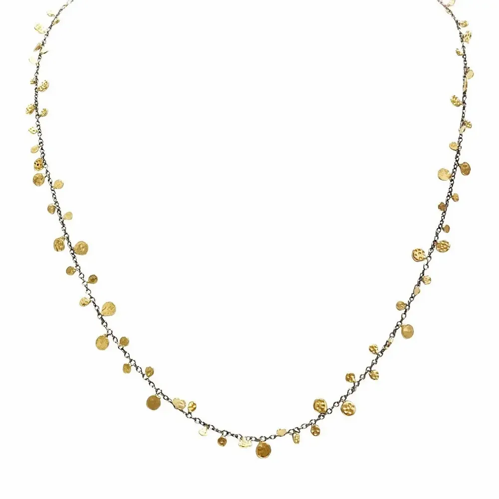 Jewelry - Oxidized silver chain necklace with gold plated tassels - Alisson - SOPHIE DESCHAMPS BIJOUX