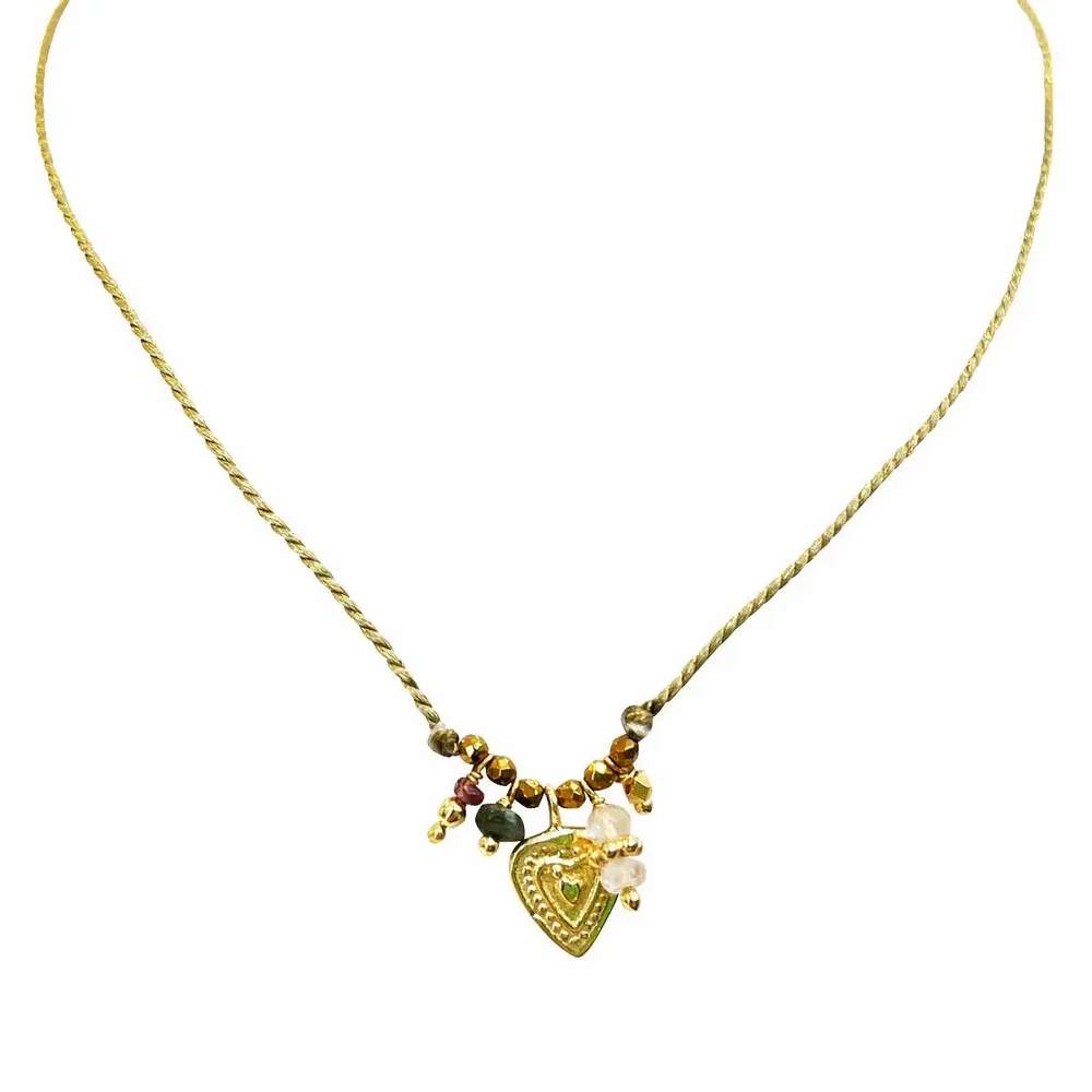 Jewelry - Gold plated chain necklace or heart wire - Alicia - SOPHIE DESCHAMPS BIJOUX
