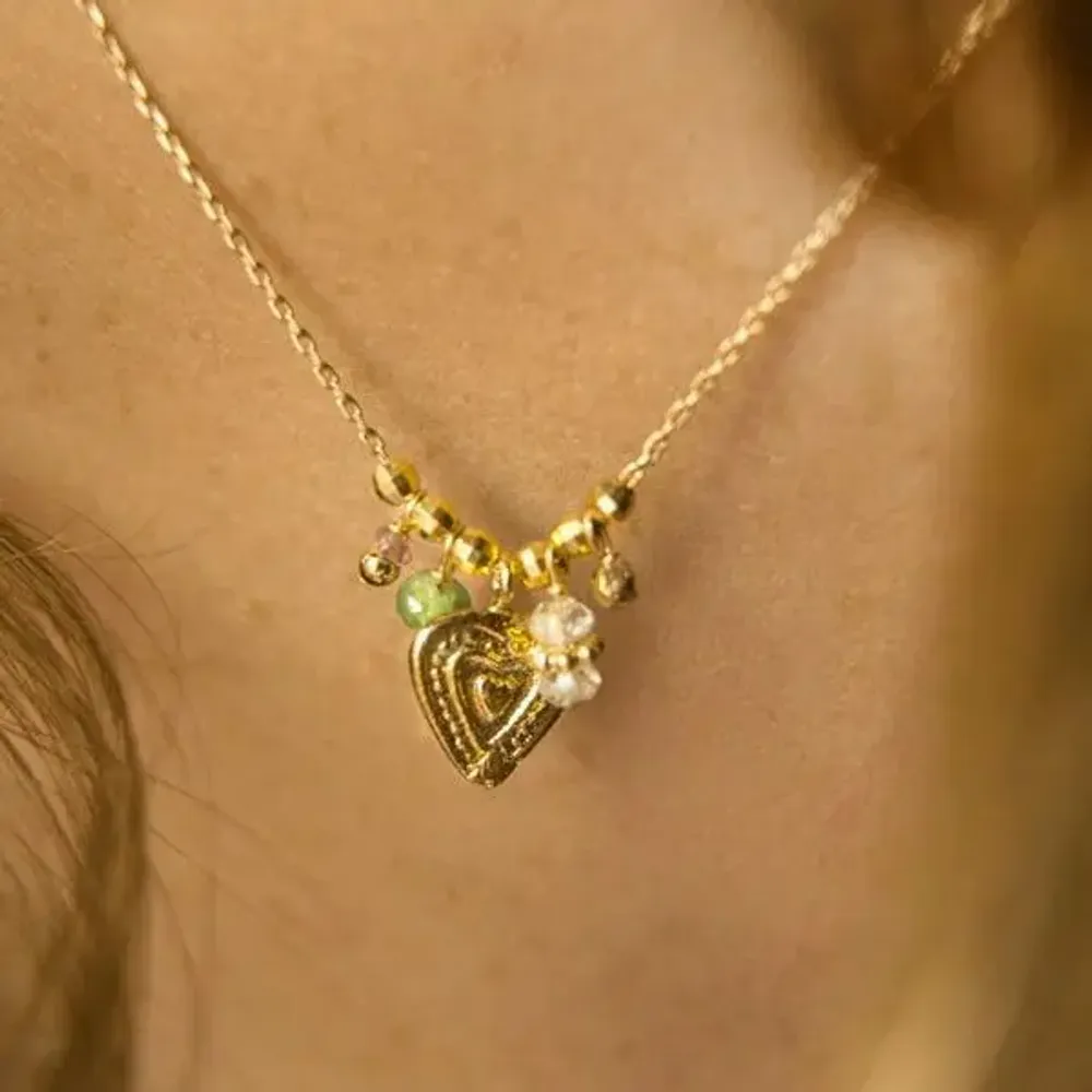 Jewelry - Gold plated chain necklace or heart wire - Alicia - SOPHIE DESCHAMPS BIJOUX