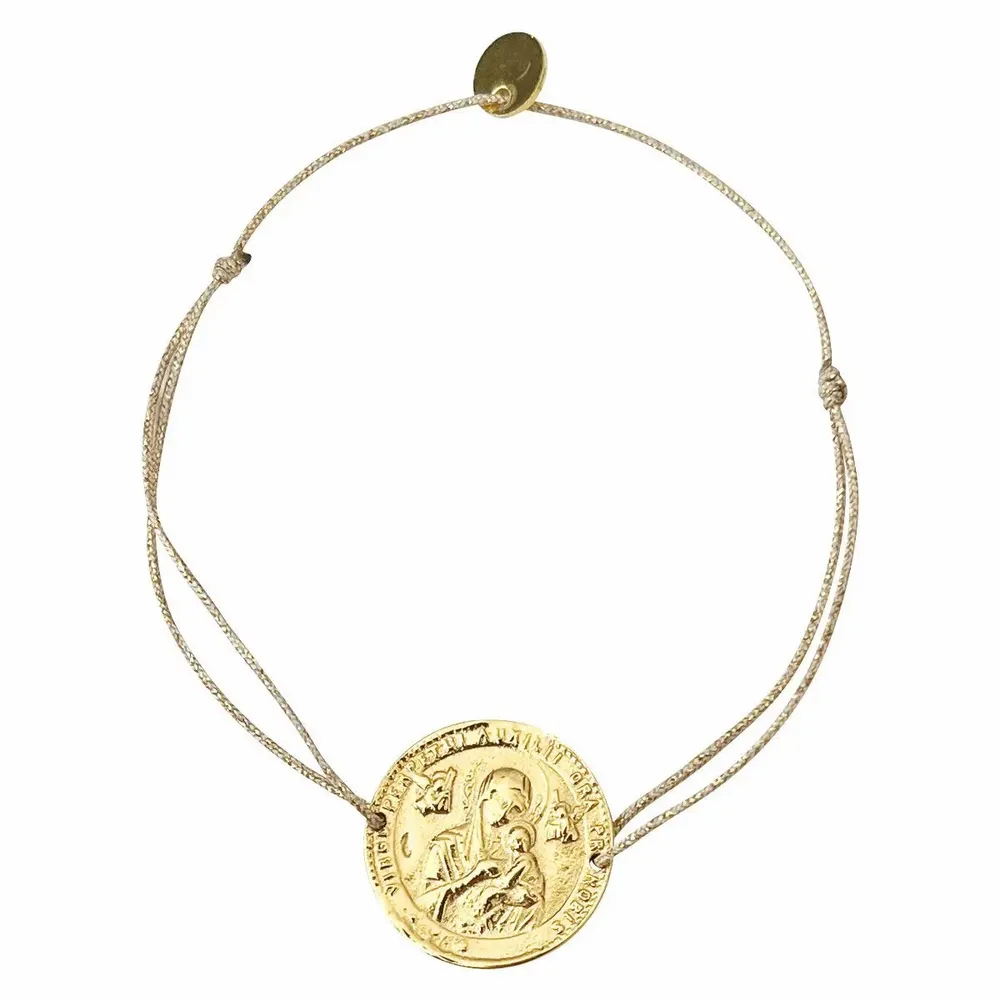 Jewelry - Large round medal gold plated bracelet - Erato - SOPHIE DESCHAMPS BIJOUX
